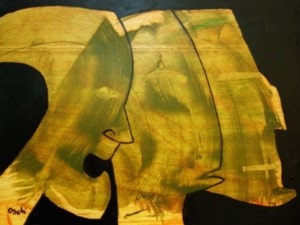 ohne Titel, Acryl auf Holz, ca. 30x40 cm, 2001 / Acrylmalerei